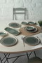 Hermia Set de desayuno de 10 piezas en crema y verde oscuro